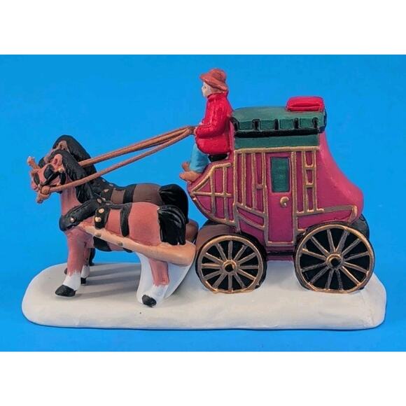 VTG Christmas Valley STAGE COACH Figurine Seasonal Specialties 1995 w/ Box - Picture 4 of 16